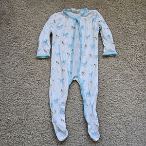 Kyte Baby zippered footie woof puppy dog print bamboo white size 3-6 months